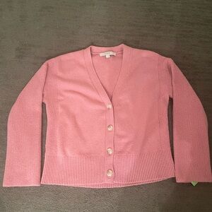 LOFT Soft Pink Button-Up Cardigan